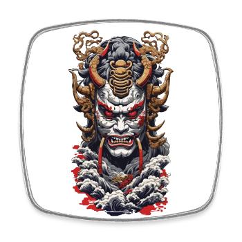 Esthétique Yokai Oni Ukiyo-E Vintage Japon - Magnet carré - blanc - Devant