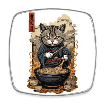 Cat Aesthetic Ramen Noodle Soups Streetwear - Square fridge magnet - white - Front