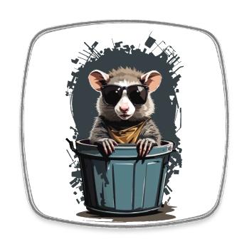 Coole Beutelratte Lustige Mülltonnen Bewohner - Viereckiger Kühlschrankmagnet - Weiß - Vorne