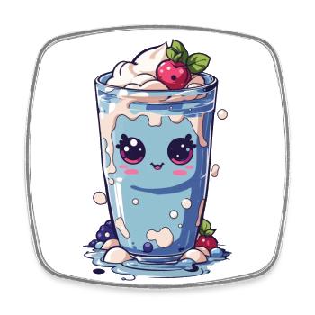 Myrtilles Mignon Milkshake Doux Amusant - Magnet carré - blanc - Devant
