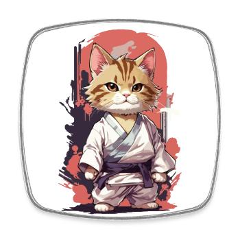 Kampfkunst Katze Karate Lustige Selbstverteidigung - Viereckiger Kühlschrankmagnet - Weiß - Vorne