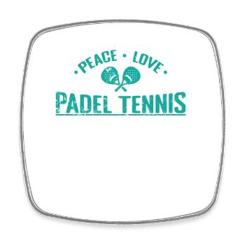 Peace Love Padel Tennis - Magnet carré - blanc - Devant