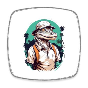 Golfer Crocodile Golfer Design Streetwear - Square fridge magnet - white - Front