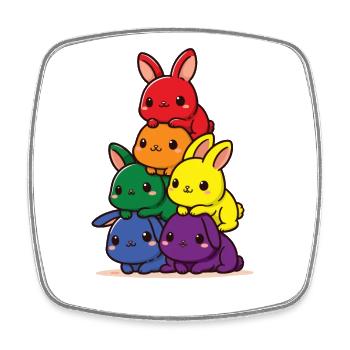 Hasen Regenbogen Flagge Pride Monat süßer Hase - Viereckiger Kühlschrankmagnet - Weiß - Vorne