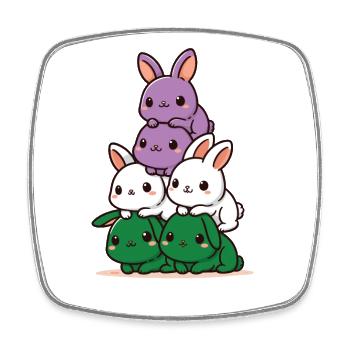 Lapins Genderqueer Drapeau Mois de la fierté Lapin mignon - Magnet carré - blanc - Devant