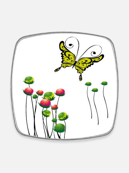 Schmetterling Frühling - Viereckiger Kühlschrankmagnet - Weiß