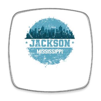 Jackson Stadt im Bundesstaat Mississippi - Viereckiger Kühlschrankmagnet - Weiß - Vorne