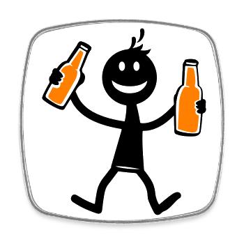 Drinking Beer - Square fridge magnet - white - Front