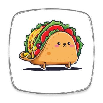 Kawaii Taco Cinco De Mayo Nourriture Esthétique - Magnet carré - blanc - Devant