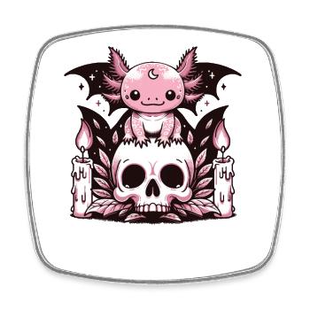 Kawaii Pastel Goth Cute Creepy Axolotl Bat - Square fridge magnet - white - Front