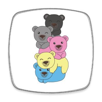 Drapeau polygenre Pride LGBTQ Ours mignon - Magnet carré - blanc - Devant