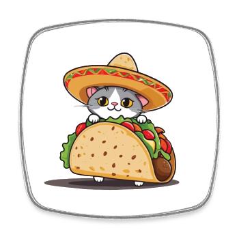 Taco Cat Cinco De Mayo Aesthetic Streetwear - Square fridge magnet - white - Front