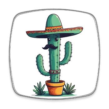 Cactus Fiesta Drôle De Vacances Mexicaines - Magnet carré - blanc - Devant