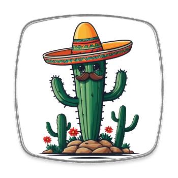 Cactus Fiesta Cactus avec Sombrero Funny Design - Magnet carré - blanc - Devant