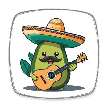 Avocado Mariachi Mexiko Musik Fiesta - Viereckiger Kühlschrankmagnet - Weiß - Vorne