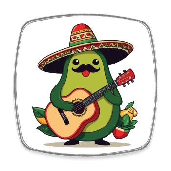 Avocado Mexikanischer Mariachi Gitarrenspieler - Viereckiger Kühlschrankmagnet - Weiß - Vorne