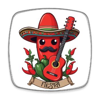 Chili Mariachi Gitarrist Mexiko Fiesta Design - Viereckiger Kühlschrankmagnet - Weiß - Vorne