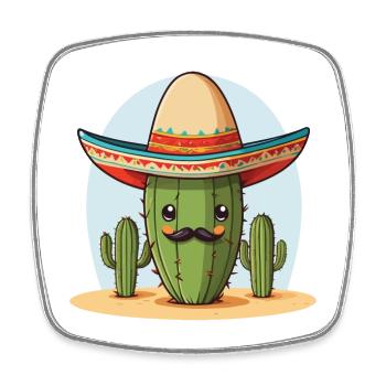 Cactus Fiesta Funny Mexican Holiday - Square fridge magnet - white - Front