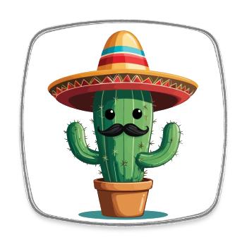 Kaktus Fiesta Kakteen Mit Sombrero Lustiges - Viereckiger Kühlschrankmagnet - Weiß - Vorne