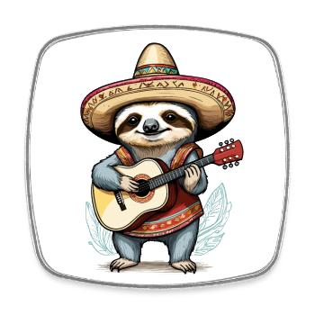 Faultier Mariachi Mexiko Musik Fiesta - Viereckiger Kühlschrankmagnet - Weiß - Vorne