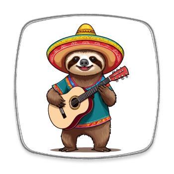 Faultier Mariachi Mexiko Gitarren Fiesta - Viereckiger Kühlschrankmagnet - Weiß - Vorne