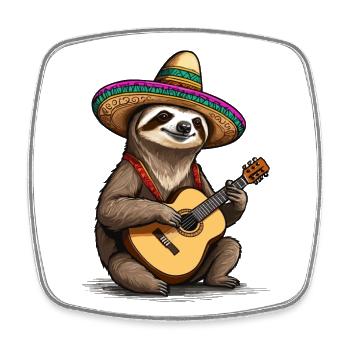 Paresseux Mariachi Mexique Fiesta Musique Plaisir - Magnet carré - blanc - Devant