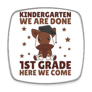 Kids Kindergarten graduate Okapi 1st grade - Square fridge magnet - white - Front