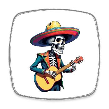 Mexikanischer Mariachi Skelett Gitarrist Fiesta - Viereckiger Kühlschrankmagnet - Weiß - Vorne