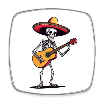 Mexikanischer Mariachi Gitarre Skelett Fiesta - Viereckiger Kühlschrankmagnet - Weiß - Vorne