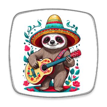 Faultier Mariachi Mexiko Musik Fiesta - Viereckiger Kühlschrankmagnet - Weiß - Vorne