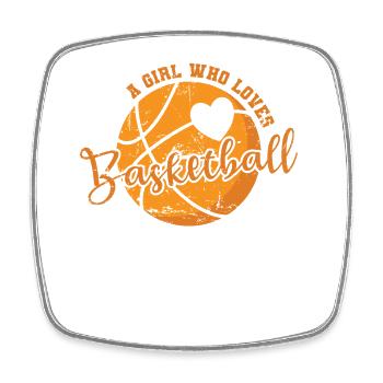 A Girl Who Loves Basketball Ball Sports - Square fridge magnet - white - Front