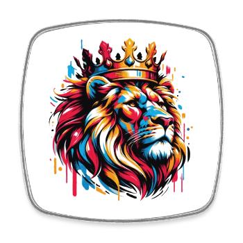 Colorful King Lion Graffiti Street Art Style - Square fridge magnet - white - Front