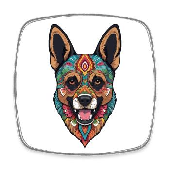 Berger allemand Dia De Muertos Sugar Skull Design - Magnet carré - blanc - Devant