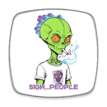 Drôle d’extraterrestre disant la fumée de cigarette - Magnet carré - blanc - Devant
