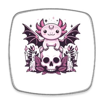 Kawaii Pastel Goth Cute Creepy Axolotl Fledermaus - Viereckiger Kühlschrankmagnet - Weiß - Vorne