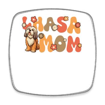 Lhasa Apso Groovy Lhasa Mom - Viereckiger Kühlschrankmagnet - Weiß - Vorne