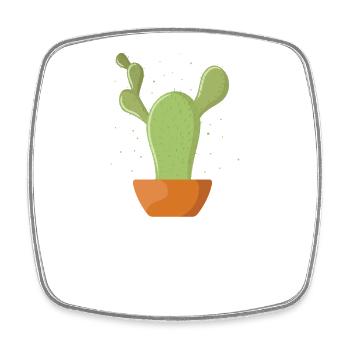 Gardening small cactus - Square fridge magnet - white - Front