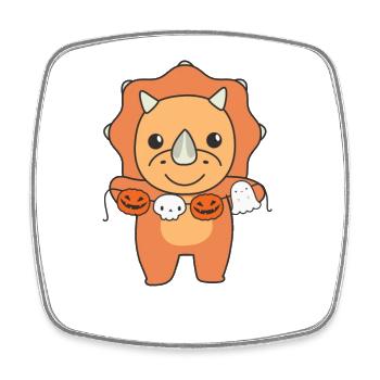 Triceratops Happy Halloween Pumpkin Ghost Costume - Magnet carré - blanc - Devant