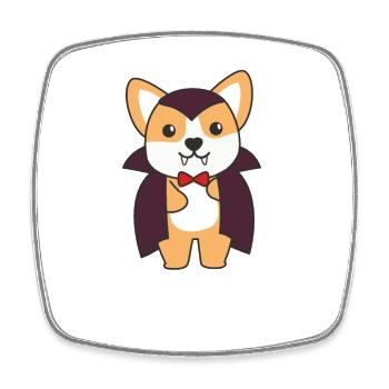Corgi Happy Halloween Cute Vampire Costume - Square fridge magnet - white - Front