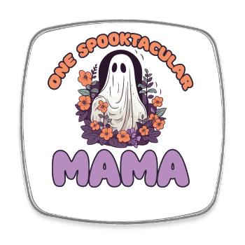 Halloween groovy Mama Geist Hippie Blumen Vintage - Viereckiger Kühlschrankmagnet - Weiß - Vorne