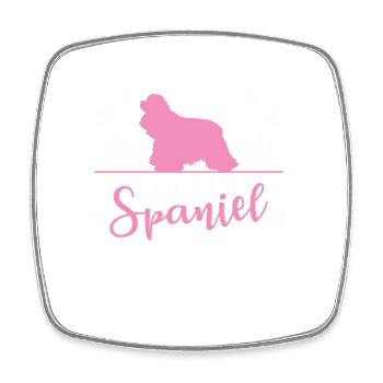 Cocker Spaniel with Paw Print - Square fridge magnet - white - Front