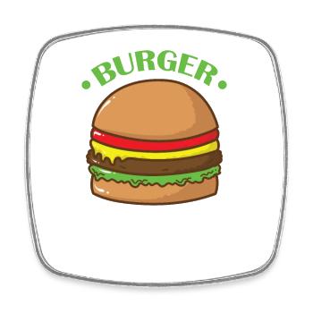 Burgers, restauration rapide, délicieux - Magnet carré - blanc - Devant