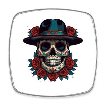 Dia De Muertos Mexico Sugar Skull Skull Design - Square fridge magnet - white - Front