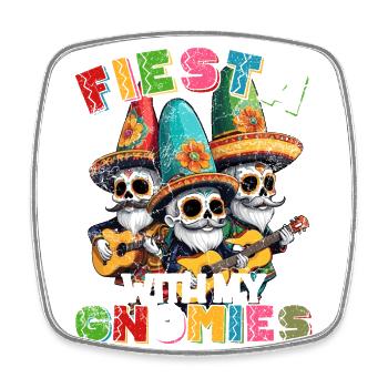 Funny Gnome Fiesta and Mexican - Square fridge magnet - white - Front