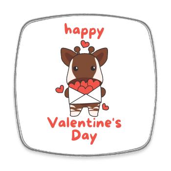 Okapi for Valentine's Day cute animals with hearts - Square fridge magnet - white - Front