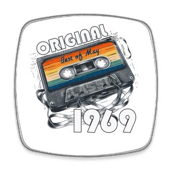 Kassette Mai 1969 Jahrgang 1969 Geburtstag 1969 - Viereckiger Kühlschrankmagnet - Weiß - Vorne