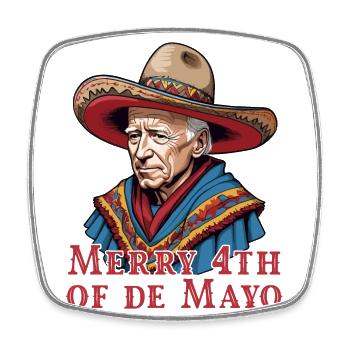 Funny confused president Mexican holiday - Square fridge magnet - white - Front