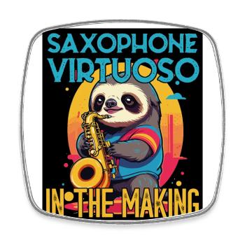 Funny Saxophone Sloth Jazz Music Design - Square fridge magnet - white - Front