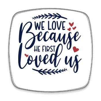 God Jesus loves us me you Gott liebt uns dich mich - Viereckiger Kühlschrankmagnet - Weiß - Vorne