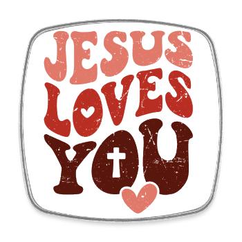 Jesus loves you liebt dich christlich Bibelvers - Viereckiger Kühlschrankmagnet - Weiß - Vorne